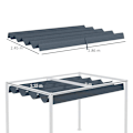Miniatyrbillede 3 af 8: Rootz erstatningstag - Pergola tag - Solskærmsdæksel - Udtrækbart - Havepavillon - Nem montering - Polyester - Grå - 286cm x 245cm x 16cm