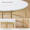 Miniatyrbillede 5 af 6: Rootz Marmor Hvid-Metallic Guld Sofabord - Stuebord - Moderne Centerbord - Spånplade - Hærdet glas - Stålstel - Justerbare fødder - Letvægts - Nem mon