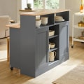 Miniatyrbillede 2 af 9: Rootz Kitchen Island - Skænk med 2 skydedøre og foldbar bordplade - Køkken Spisestue - Skænk opbevaringsskab - Skab