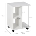 Miniatyrbillede 3 af 6: Rootz C Shape Side Table - Coffee Table - Stand Table - Corner Desk -Portable Sofa Table with Shelf - Wheels for Small Area - E1 Chipboard - White - 4