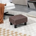 Miniatyrbillede 2 af 10: Rootz stilfuld skammel med stofbetræk - Fodstøtte - Sofabord - Komfortabel siddeplads - Alsidig brug - Gulvbeskyttelse - 40W x 30D x 24H cm - Linnedst