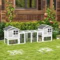 Miniatyrbild 2 av 6: Rootz Small Animal Hutch - Dubbelt huvudhus - Marsvinshår - Bunny Run - Trä Small - Run Box - Utdragbar bricka - Ramp - Grå - 259 x 64 x 92 cm