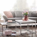 Miniatyrbillede 6 af 7: Rootz Sæt med 2 Træ - Metal Sofabord Firkantet Hvid Moderne - Sidebord 2-delt - Design stueborde - Træbord indskudsborde