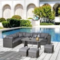 Miniatyrbillede 2 af 7: Rootz Sofasæt - Havemøbelsæt - Hjørnesofa - Armløs sofa - Fodstøtte - Sædesæt i polyrattan - Mørkegrå