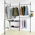 Miniatyrbillede 2 af 8: Rootz Justerbar Garderobe Organizer - Tøjhylde System Hængestang - Teleskopisk opbevaringsreol