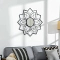 Miniatyrbillede 6 af 6: Rootz rundt spejl med blomstermønstre - Vægspejl - Spejlglas - Metal - MDF - Sort - 79 cm x 79 cm x 0,4 cm