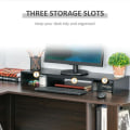 Miniatyrbild 4 av 10: Rootz Monitor Stativ - 3 hyllor - Längd Vinkel Justerbar - Dubbelskärm Stativ - Trähylla - Bildskärmshållare för dator - Svart - 80-117 x 23,5 x 10 cm
