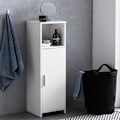 Miniatyrbillede 2 af 7: Rootz skab 30 x 95,5 x 30 cm hvidt træ med dør og opbevaringsrum Lille badeværelsesskab sideskab stående - Badeværelseshylde smal fritstående badevære