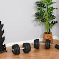 Miniatyrbild 11 av 11: Rootz Hantelset - 30KG Hantelset - med viktskivor - för hemmakontoret gym - Stål - PU - Styrketräning - Svart