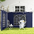 Miniatyrbillede 6 af 6: Rootz Gazebo - Sidepaneler - Udskiftning af 2 sider - Pop Up Gazebo - Med vinduer og døre - Blå - 295W x 195H cm