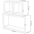 Pikkukuva 3 / 8: Rootz 3-osainen Cube seinähyllysetti - Kelluvat hyllyt - Ripustettavat hyllyt - MDF - Kosteudenkestävä - 42,5x21,5x10cm & 17,5x17,5x10cm - Valkoinen