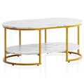 Miniatyrbild 7 av 7: Rootz Modern Design rektangulärt soffbord - Soffbord - Marmorlook - Vit & Guld - Förvaringsområde - Elegant stil - Robust metallram - 100cm x 60cm x 4