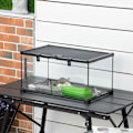 Miniatyrbild 5 av 5: Rootz Reptil Box Terrarium - Inklusive bandtermometer - Matningsklaffar - Glas + Metall - Svart - 50 cm x 30 cm x 25 cm