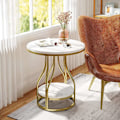 Miniatyrbillede 3 af 8: Rootz hvidguld 2-lags rundt sidebord - endebord - natbord - moderne design - 50 cm D x 50 cm B x 59 cm H