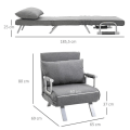 Miniatyrbillede 3 af 5: Rootz Sovesofa - Lænestolsseng - Sovesofa Med Armlæn - 3-i-1 Lænestolsseng - Gæsteseng - Foldemadras - Foldeseng - Chaiselong - Multifunktion - Grå -