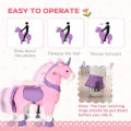 Miniatyrbillede 4 af 11: Rootz Kids Gyngehest - Gyngehest - Ride-on Unicorn til børn - Med to hjul - Stål/Poppeltræ/PU - Pink - 70 cm x 32 cm x 87 cm
