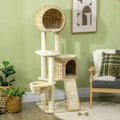 Miniatyrbillede 4 af 6: Rootz Kradsestolpe - Kattetræ - Med Kattehus - Flere platforme - Hængekøje - Ridsemåtte - Anti-tip - Beige - 60 x 60 x 150 cm