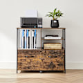 Miniatyrbillede 2 af 9: Rootz Arkivskab - Kontorskab - 1 Skuffe - Åbne rum - Skænk - Forarbejdet træ - Metal - Industriel - Brun - Sort - 82 x 40 x 75 cm