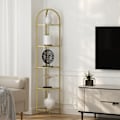 Miniatyrbillede 2 af 5: Rootz Corner Shelf Bookhelf - Display Unit - Glass & Metal Shelving - Space -Saving - 28 x 28 x 158 cm