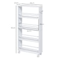 Miniatyrbillede 3 af 7: Rootz Sidevogn med hjul - Køkkenvogn - Mobil opbevaring - 360° hjul og låsning - 45W x 15D x 91H cm