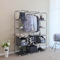 Miniatyrbillede 3 af 6: Rootz Foldegarderobe - Skabsorganisering - Opbevaringsskab - Rørformet stålramme - Fleecestof - Støvfri opbevaring - Pladsbesparende design - 150 cm x