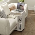 Miniatyrbillede 9 af 10: Rootz sidebord - C -formet serveringsbil - mobilarrangør - 4 hjul - effektiv opbevaring - 40 x 30 x 69 cm, robust spånplade, hvid