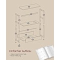 Miniatyrbillede 8 af 8: Rootz sengebord med stikkontakt - Natbord - Endebord - Spånpladestål - Kabelhåndtering - Nem montering - Cremehvid - 18cm x 45cm x 58cm