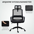 Miniatyrbillede 7 af 10: Rootz Justerbar kontorstol - skrivebordsstol - drejestol - Halsstøtte - sort - 60 cm x 64 cm x 102-112cm