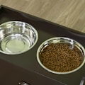 Miniatyrbillede 4 af 6: Rootz foderstation - Hævede foderskåle - 2 foderskåle - 2 skåle i rustfrit stål - 1 opbevaringsplads - Brun - 60 x 30 x 36 cm