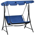 Miniatyrbillede 1 af 5: Rootz Swinging Lounger - Havelounger Med Stål Blå Tag - Stål - Polyester - Blå - 160 x 117 x 173 cm