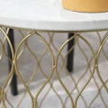 Miniatyrbillede 5 af 8: Rootz Terrassebord - Havebord - Sidebord - Sofabord - Marmor & Guldeffekt - Stål - Guld/Hvid - 41 x 46cm & 35 x 38,5cm