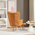 Miniatyrbild 8 av 11: Rootz accentstol med avföring - avslappningsstol - Lounge fåtölj - ergonomisk komfort - 72 cm x 80 cm x 101 cm - corduroy look - brun