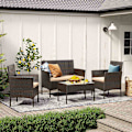 Miniatyrbillede 4 af 8: Rootz 4-delt altanmøbelsæt - Terrassesæt - Havestole - Terrassesiddegruppe - Galvaniseret metalstel - PE polyrattan - 56,5 cm x 54,5 cm x 81,5 cm