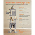 Miniatyrbillede 3 af 6: Rootz Large Cat kradsestolpe - Højt kattetræ - Kradse - Spånplade - Plys - Sisal - 78 cm x 48 cm x 201 cm - Lysegrå platform