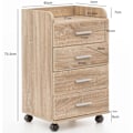 Pikkukuva 4 / 7: Rootz rullakontti 40x70,5x33cm Sonoma - Pöytäkontti Pyörivä kaappi 4 laatikkoa - Nykyaikainen laatikkolaatikko pyörillä - Jalustakontti Toimistokontti