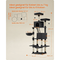 Miniatyrbild 6 av 6: Rootz Large Cat Scratching Post - Kitty Furniture - Multi-Level Scratcher - Ink Black - 60cm x 50cm x 206cm
