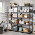 Miniatyrbillede 9 af 9: Rootz Sæt med 2 stående hylder - Opbevaringsstativ - Med 5 justerbare hylder - Heavy Duty Hylde - Spånplade - Brun-sort - 50 x 100 x 200 cm