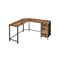 Pikkukuva 1 / 7: Rootz-toimistopöytä kaapilla - Vintage Industrial Desk - Puinen säilytysyksikkö - Lastulevy ja teräs - 137cm x 150cm x 75cm.