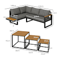 Miniatyrbillede 3 af 7: Rootz udendørs siddegruppe - 5-delt Loungemøbler - Havemøbelsæt - Sofabord - Siddehynder - Grå + Natur - 148 cm x 61 cm x 71,5 cm