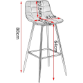 Miniatyrbillede 3 af 8: Rootz Barstol - Designerbarstol - Bordskammel - Kunstlæder - Metalben - Komfortable og holdbare - Alsidigt design - 43 cm x 35,5 cm x 87,5 cm (Sædehøj