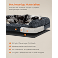 Miniatyrbillede 5 af 7: Rootz Plys Hundeseng - Mørkegrå kæledyrsmåtte - Memory Foam - Ortopædisk pude - 106 cm x 80 cm x 23 cm - Letvægts 3,1 kg