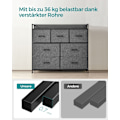 Miniatyrbillede 5 af 9: Rootz kommode med 3 skuffer - Opbevaringsskab - Grå sort trækorn - Spånplade Stål Non-Woven stof - Store skuffer - 28,5 cm x 98 cm x 85 cm - 12,8 kg V