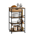 Miniatyrbillede 1 af 6: Rootz Serveringsvogn FKW99-N - Sidevogn - Multifunktionsskab - MDF og metal - Opbevaring i 3 niveauer - Mobil med låsebremser - 50 cm x 87 cm x 37 cm
