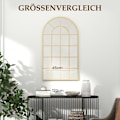 Miniatyrbillede 7 af 10: Rootz forgyldt vægspejl - dekorativt frakkespejl - buet vinduesramme - visuel forstørrelse - brudsikkert glas - 65 cm x 2,5 cm x 110 cm
