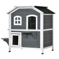 Pikkukuva 1 / 9: Rootz Cat House - Cat Hut - 2-story Cat Mansion - Waterproof Cat House - Asphalt Roof - Fir Wood - Grey - 78 x 55.5 x 91 cm