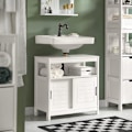 Miniatyrbillede 4 af 8: Rootz White Under vask Badeværelses opbevaringsskab med hylde og dobbelt skydedør - 60x30x60cm