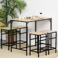 Pikkukuva 2 / 10: Rootz 5-osainen baaripöytäsetti - Ruokailusarja - Keittiökalusteet - Tilaa säästävä muotoilu - Vankka rakenne - Parannettu vakaus - 100L x 60W x 88K c