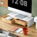 Miniatyrbillede 5 af 9: Rootz Monitor Stand Riser - Computerstativ - Desk Organizer - MDF-materiale - 47cm x 11cm x 18cm - Perfekt højde - Pladsbesparende