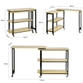 Miniatyrbillede 5 af 8: Rootz L-formet sidebord - Sofabord - Hjørneskrivebord - Industrielt design - Fleksibel og mobil med låsbare hjul - Metalstel af høj kvalitet - Robust