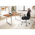 Miniatyrbillede 2 af 6: Rootz solidt kontorbord - Moderne skrivebord - Expression Kanter - Naturligt trækorn - Trapezformede metalben - 120 cm x 60 cm x 76 cm